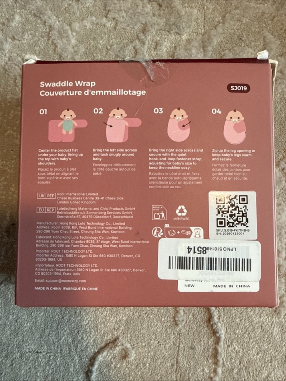 momcozy Two-Pack Baby Swaddle Wraps in Blush and Mauve - Picture 2 of 2